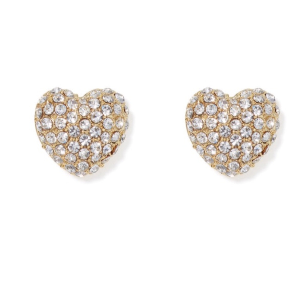 Pavé Crystal Heart Stud Earrings